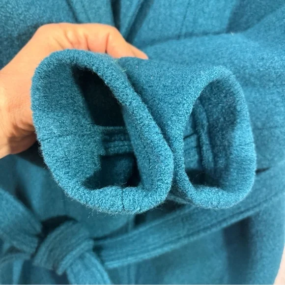 J. Crew Teal Belted Pea Coat Boiled Wool Jacket - Picture 3 of 15